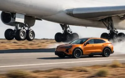 Porsche Cayenne Electric a atins 269 km/h. SUV-ul a rulat sub un avion Roc în decolare, la Mojave Air and Space Port
